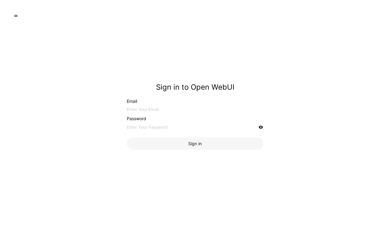 Open WebUI sign-in page running in a home lab